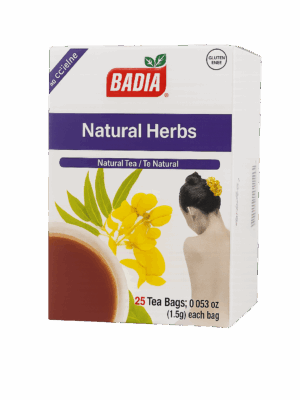 🌿 Badia Natural Herbs (Natural Slimming Tea) – ❌ sin cafeína · 25 bolsitas