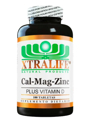 🦴 Cal-Mag-Zinc + Vitamina D – Xtralife Natural Products (100 Tabs)