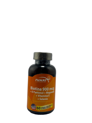🌿 Biotina 900 mcg + D‑Pantenol + Magnesio + Vitamina E + Selenio | Funat –  (60 softgels)