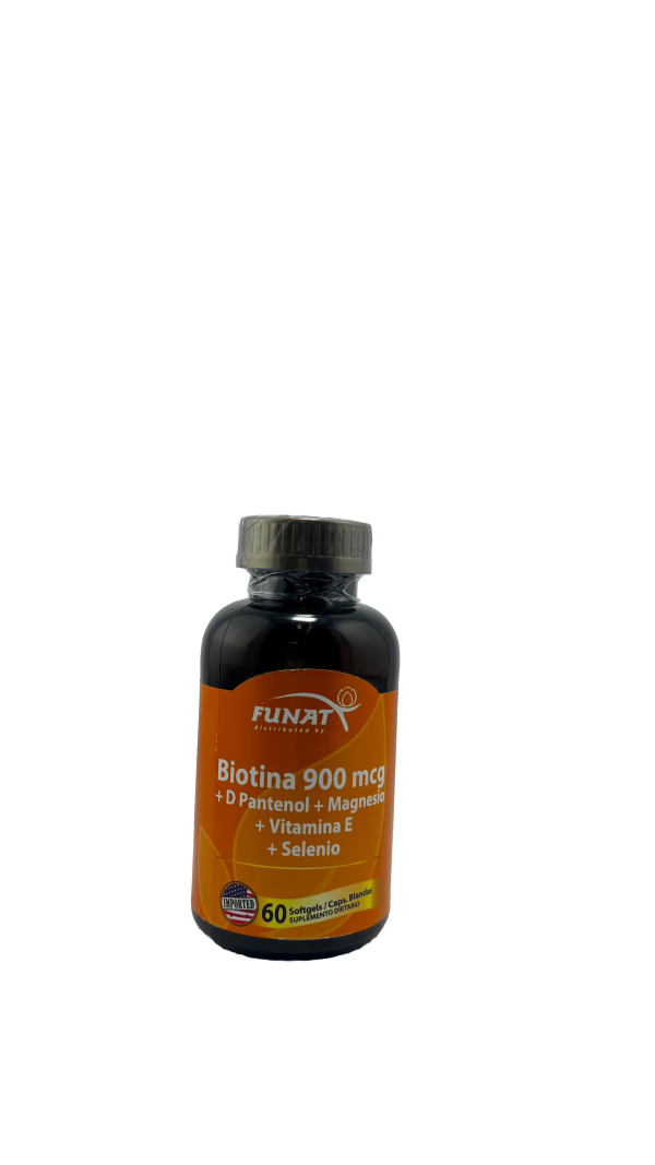 🌿 Biotina 900 mcg + D‑Pantenol + Magnesio + Vitamina E + Selenio | Funat –  (60 softgels)