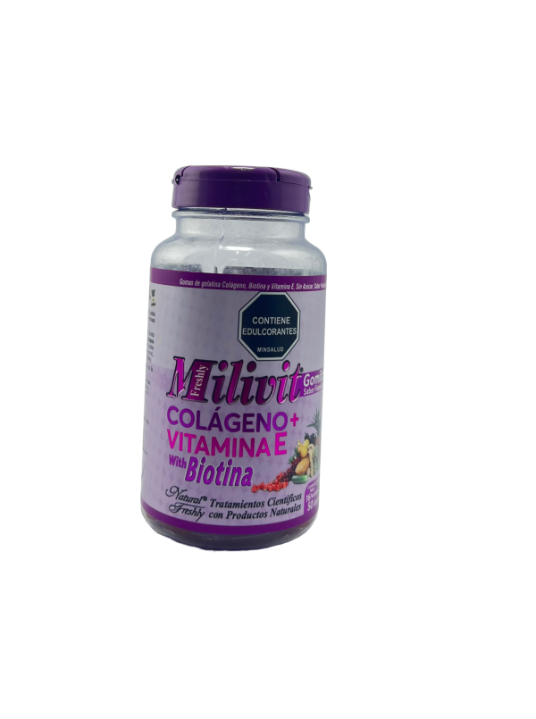 💜 Milivit Colágeno + Vitamina E with Biotina | Natural Freshly – Gomitas Antiedad 50 Gomas