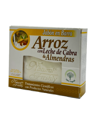 🧴 Jabón en Barra de Arroz con Leche de Cabra y Almendras | Natural Freshly – 100% Vegetal 90g