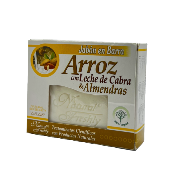 🧴 Jabón en Barra de Arroz con Leche de Cabra y Almendras | Natural Freshly – 100% Vegetal 90g