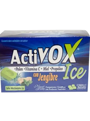 ❄️ ActiVox Ice con Jengibre | Natural Freshly – Alivio Natural para la Garganta 12 sobres x 4 masticables