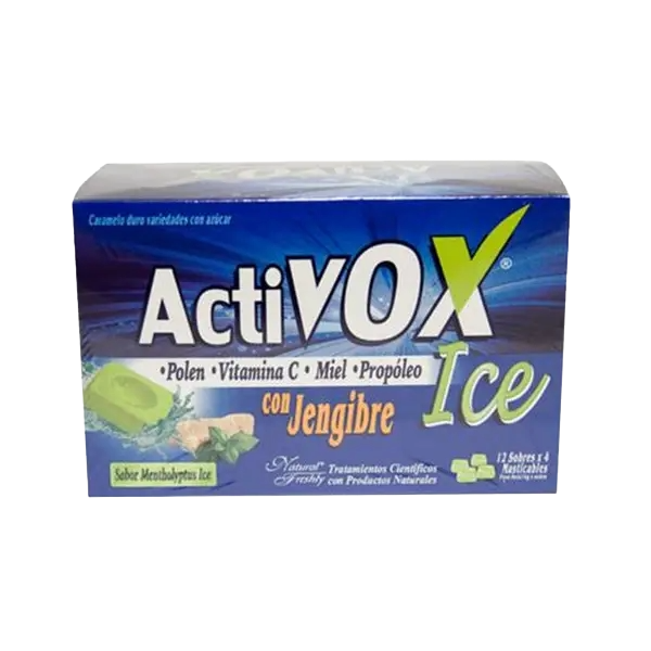 ❄️ ActiVox Ice con Jengibre | Natural Freshly – Alivio Natural para la Garganta 12 sobres x 4 masticables
