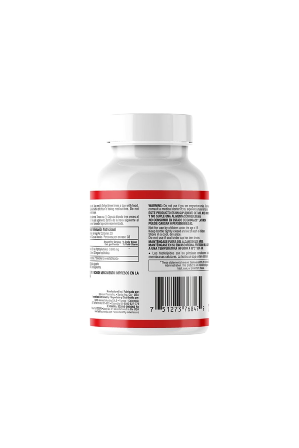 🧠 Mega Lecithin 1200 mg – Healthy America (100 Softgels)