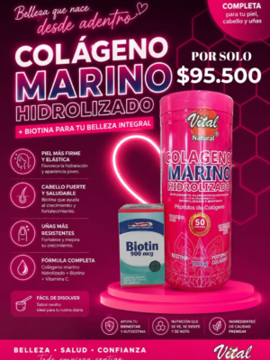 Colágeno Marino Hidrolizado + Biotina 900 mcg (Fórmula Belleza Integral)